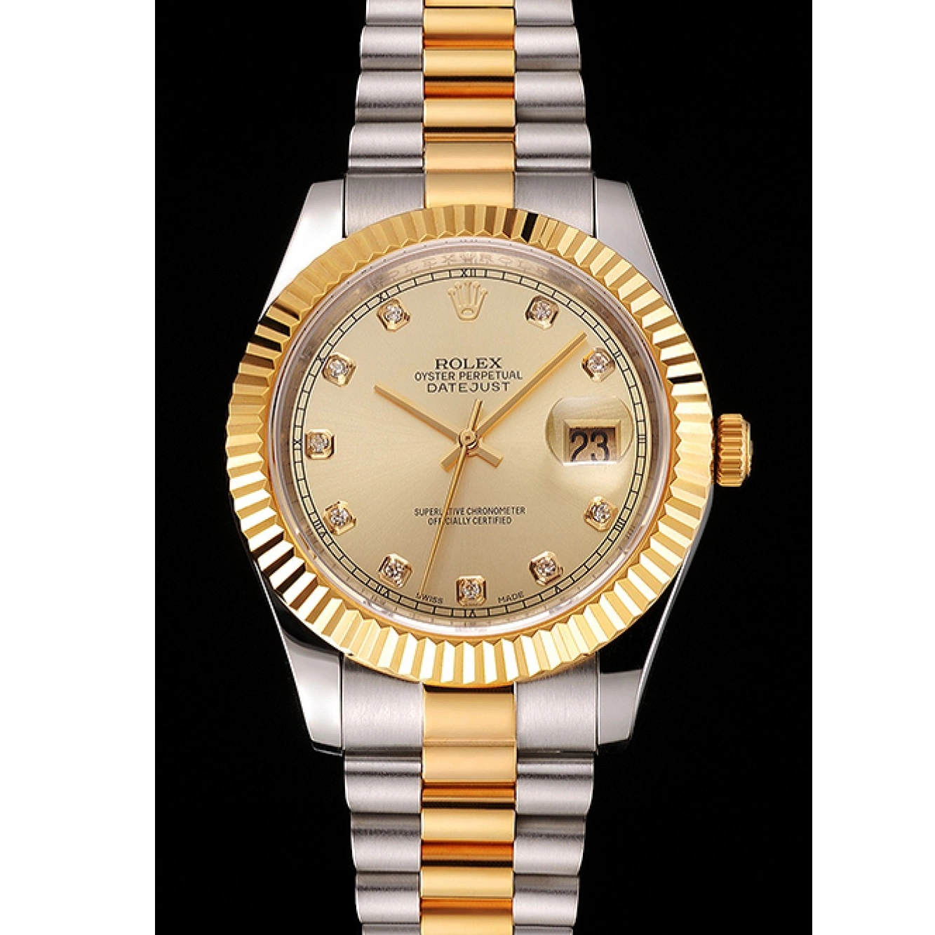 Aaa replica watch Dial Bracelet Bezel And Stainless Gold Swiss Datejust Case Tone Rolex Two Steel 0621